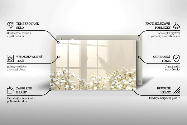 Sklenená doska na krájanie Sadrové boho kvety