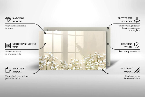 Sklenená doska na krájanie Sadrové boho kvety