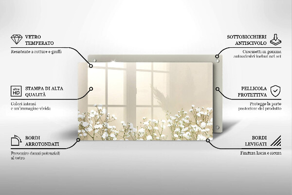 Sklenená doska na krájanie Sadrové boho kvety