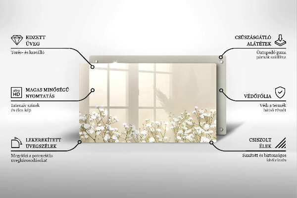 Sklenená doska na krájanie Sadrové boho kvety