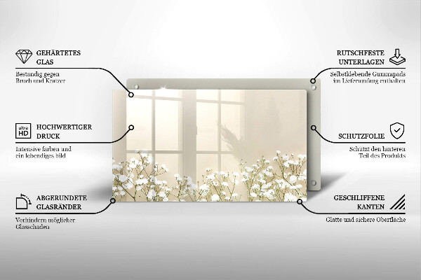 Sklenená doska na krájanie Sadrové boho kvety