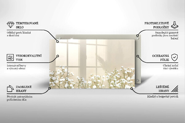 Sklenená doska na krájanie Sadrové boho kvety