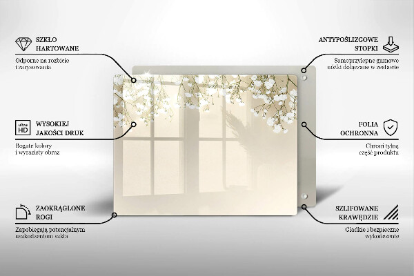 Sklenená doska na krájanie Sadrové boho kvety