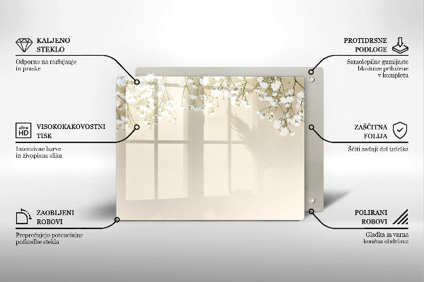 Sklenená doska na krájanie Sadrové boho kvety