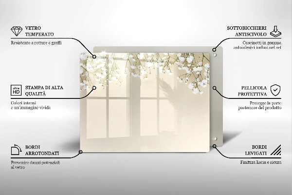 Sklenená doska na krájanie Sadrové boho kvety