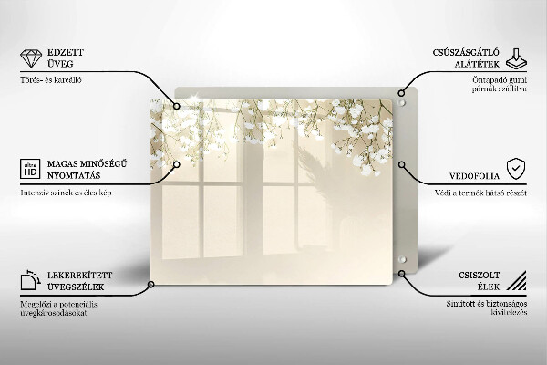 Sklenená doska na krájanie Sadrové boho kvety