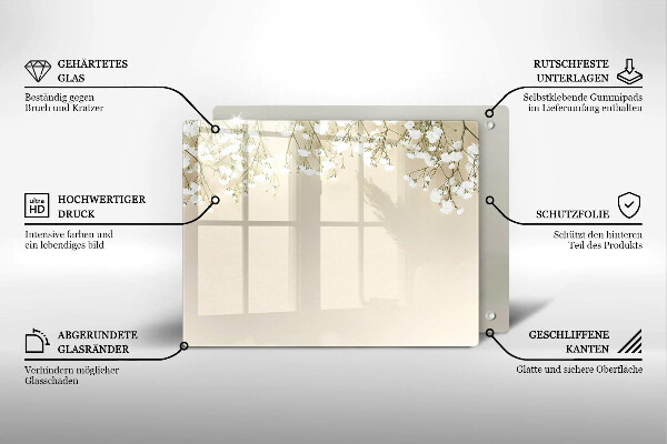 Sklenená doska na krájanie Sadrové boho kvety