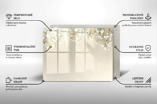 Sklenená doska na krájanie Sadrové boho kvety