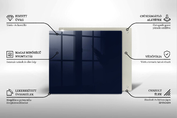 Kuchynská doska zo skla námornícka modrá