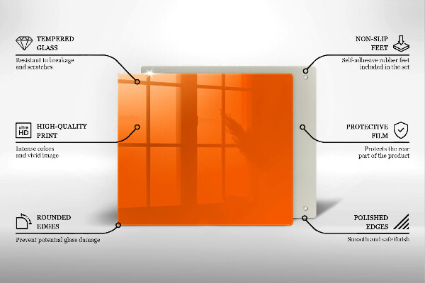 Sklenená doska na krájanie oranžová farba