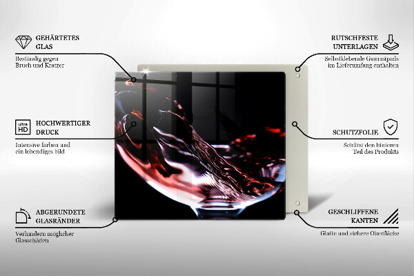 Sklenená doska na krájanie Pohárik červeného vína