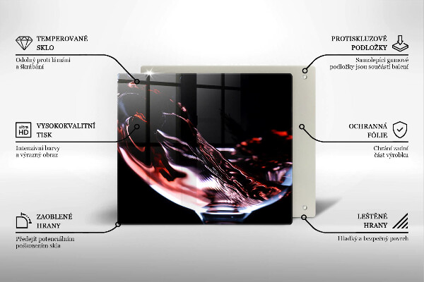 Sklenená doska na krájanie Pohárik červeného vína