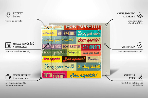 Sklenená doska na krájanie Titulky Jazyky dobrej chuti