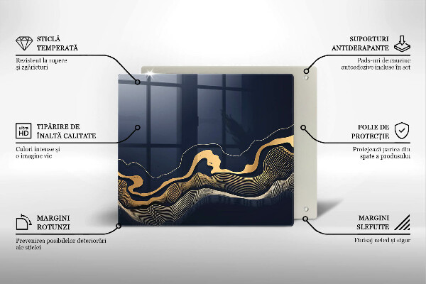 Sklenená doska na krájanie Abstraktné zlaté čiary