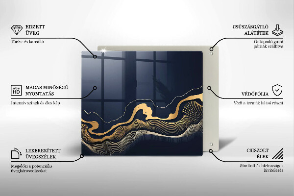 Sklenená doska na krájanie Abstraktné zlaté čiary
