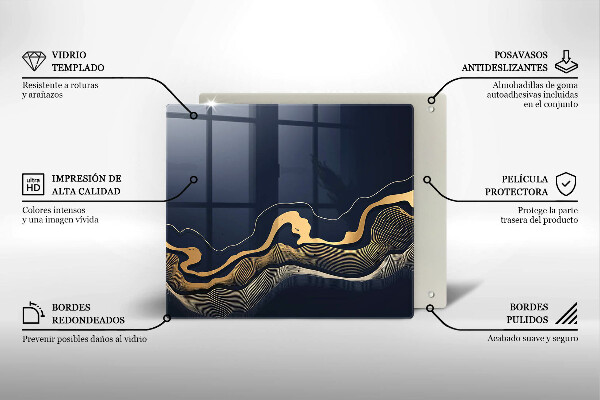 Sklenená doska na krájanie Abstraktné zlaté čiary