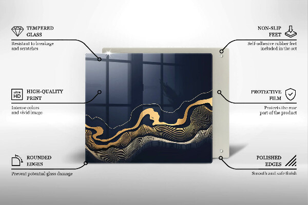 Sklenená doska na krájanie Abstraktné zlaté čiary