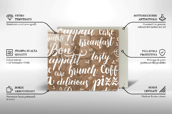 Sklenená doska na krájanie Bon appetit titulky