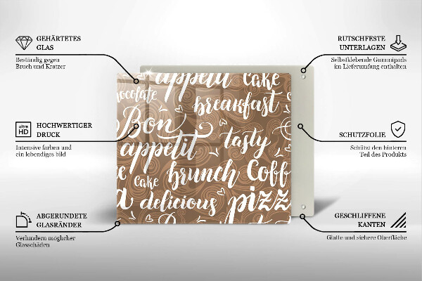 Sklenená doska na krájanie Bon appetit titulky