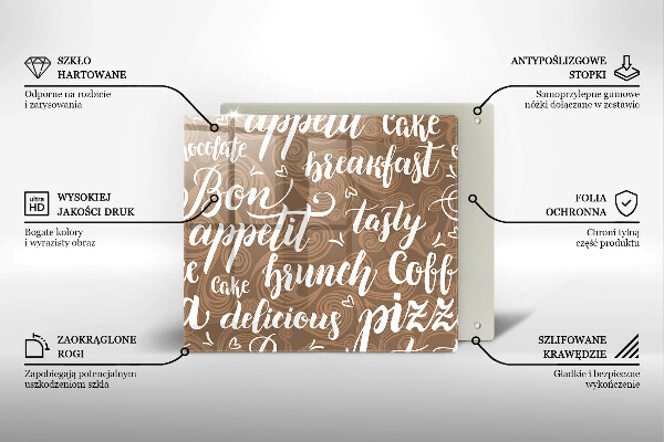 Sklenená doska na krájanie Bon appetit titulky