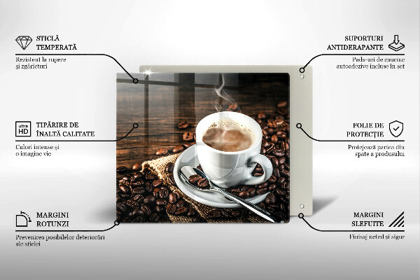 Sklenená doska na krájanie Šálka a kávové zrná