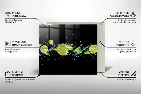 Sklenená doska na krájanie Limetková mätová voda
