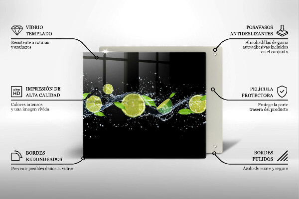 Sklenená doska na krájanie Limetková mätová voda