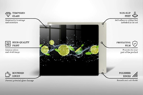 Sklenená doska na krájanie Limetková mätová voda