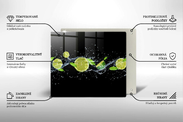 Sklenená doska na krájanie Limetková mätová voda