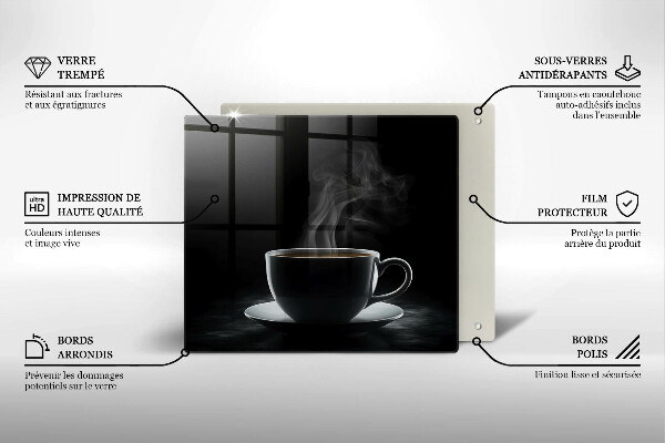 Sklenená doska na krájanie Horúca šálka kávy