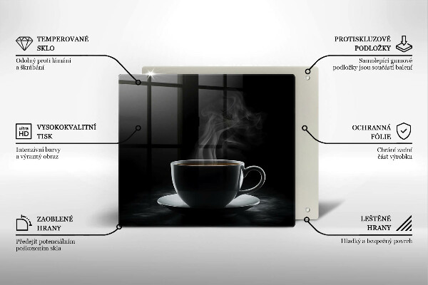 Sklenená doska na krájanie Horúca šálka kávy