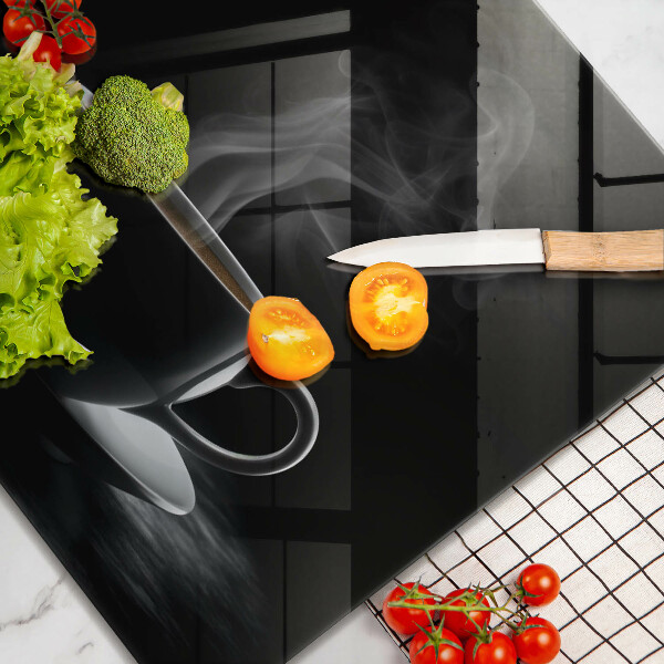 Sklenená doska na krájanie Horúca šálka kávy