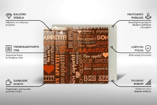 Sklenená doska na krájanie Bon appetit titulky