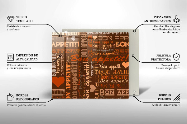 Sklenená doska na krájanie Bon appetit titulky