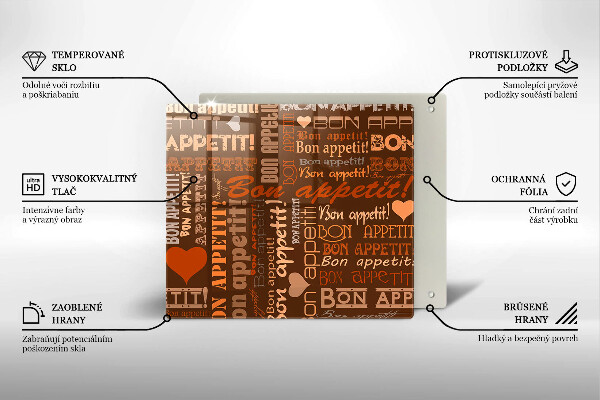 Sklenená doska na krájanie Bon appetit titulky