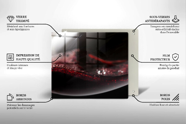 Kuchynská doska zo skla Červené víno v pohári