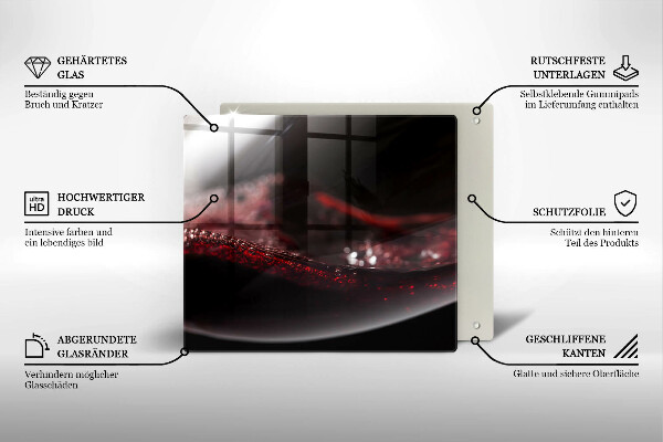 Kuchynská doska zo skla Červené víno v pohári