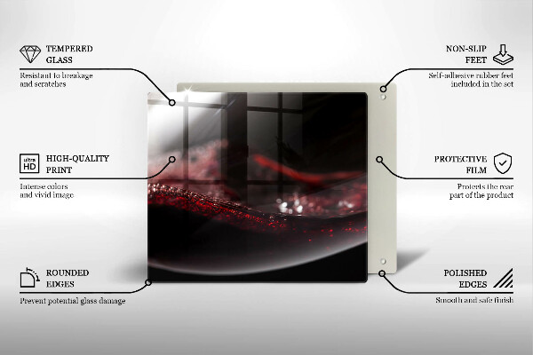 Kuchynská doska zo skla Červené víno v pohári