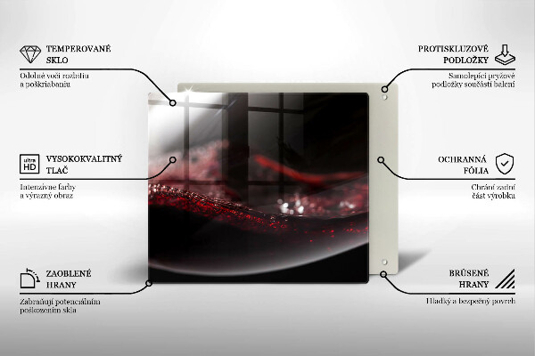 Kuchynská doska zo skla Červené víno v pohári