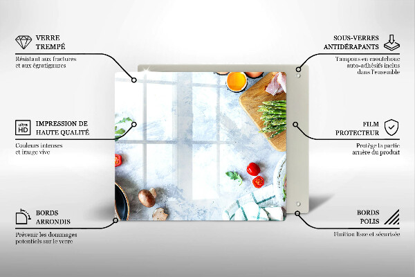 Kuchynská doska zo skla Ingrediencie v kuchyni