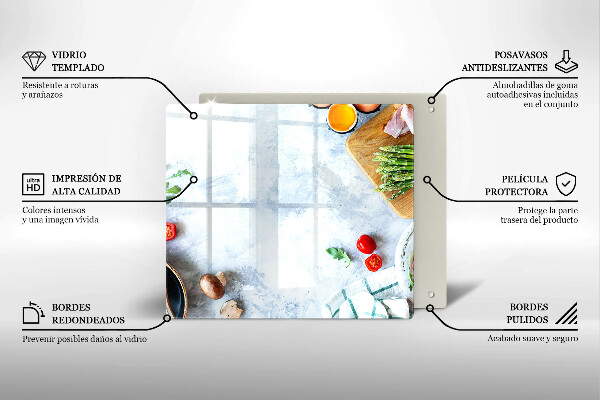 Kuchynská doska zo skla Ingrediencie v kuchyni