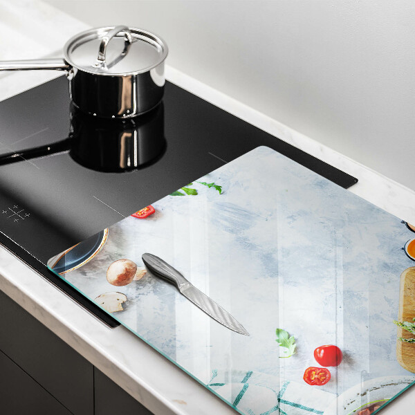 Kuchynská doska zo skla Ingrediencie v kuchyni