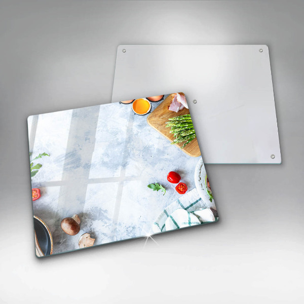 Kuchynská doska zo skla Ingrediencie v kuchyni