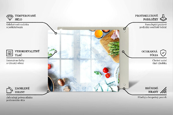 Kuchynská doska zo skla Ingrediencie v kuchyni