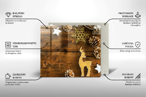 Sklenená doska na krájanie vianočné dekorácie