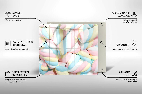 Sklenená doska na krájanie Farebné marshmallows