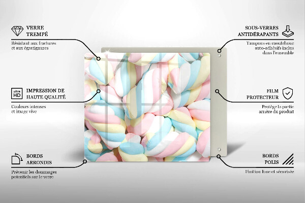 Sklenená doska na krájanie Farebné marshmallows