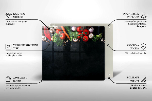Sklenená doska na krájanie Farebná zelenina