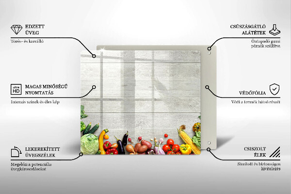 Sklenená doska na krájanie Zelenina na doskách