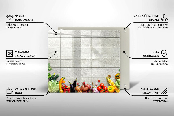 Sklenená doska na krájanie Zelenina na doskách